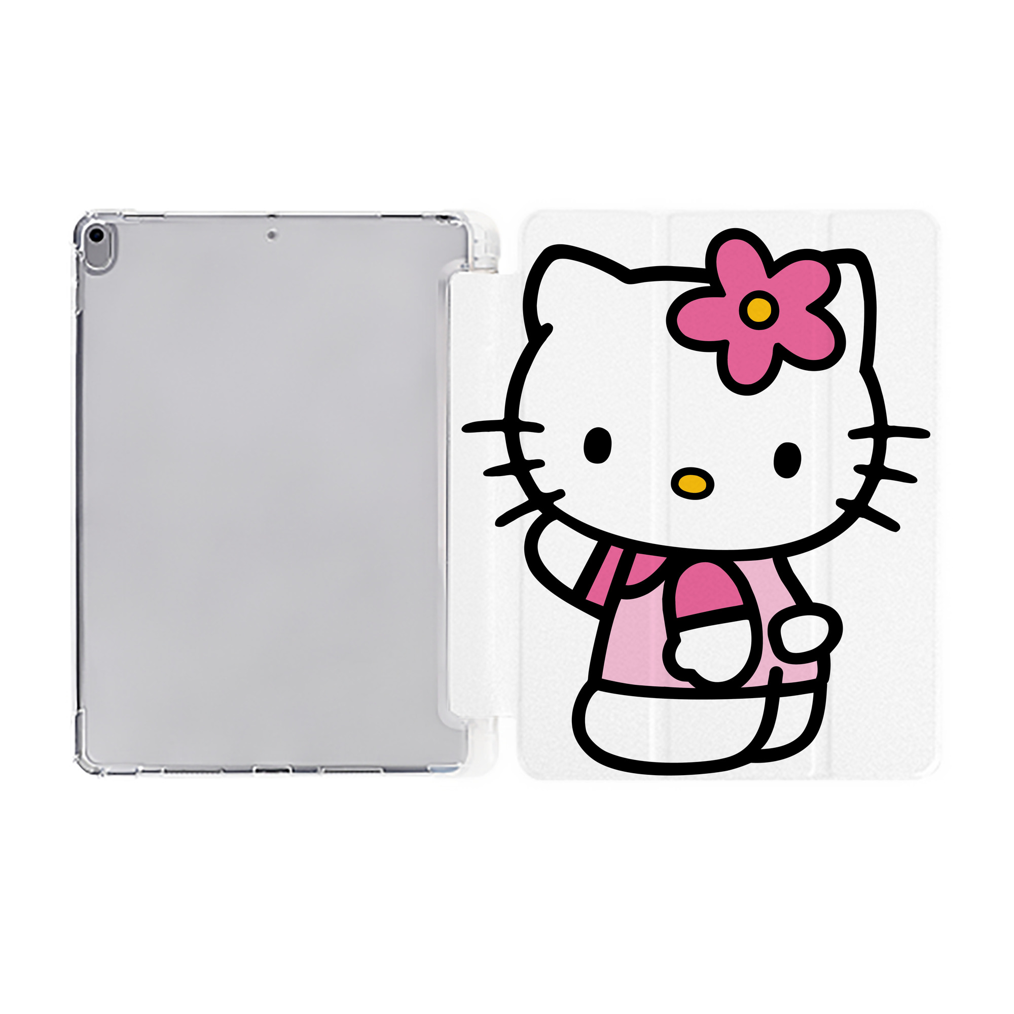 （画像用） Hello Kitty ハローキティ IPad ケース ペン収納付き 三つ折りスタンド PUレザー×シリコン 対応機種9.5/10.5/10.9インチ